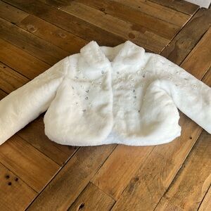 Disney Princess Faux Fur Button Up Dress Coat with pearls and rhinestones